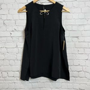 Rachel Roy Replenishment Keyhole Holiday Tank Black Womens M NWT